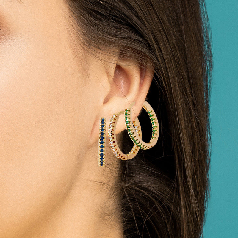 Circle Female Earrings Ear Clip Multicolor Zircon Elegant - image 2