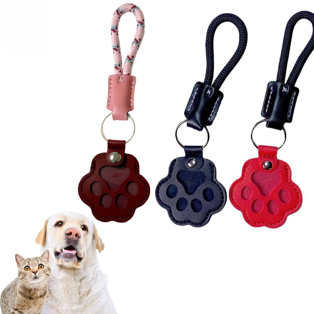 Paw-Shaped Pet Fur Keepsake Leather Keychain - image 3