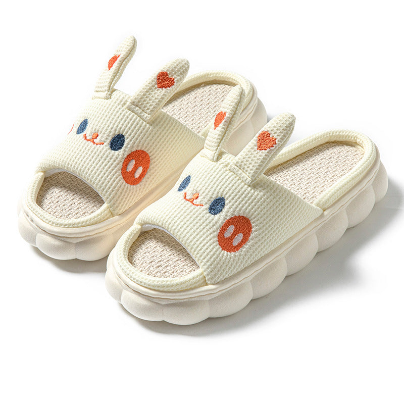 Cartoon Open Toe Couple Hemp Slippers - image 2