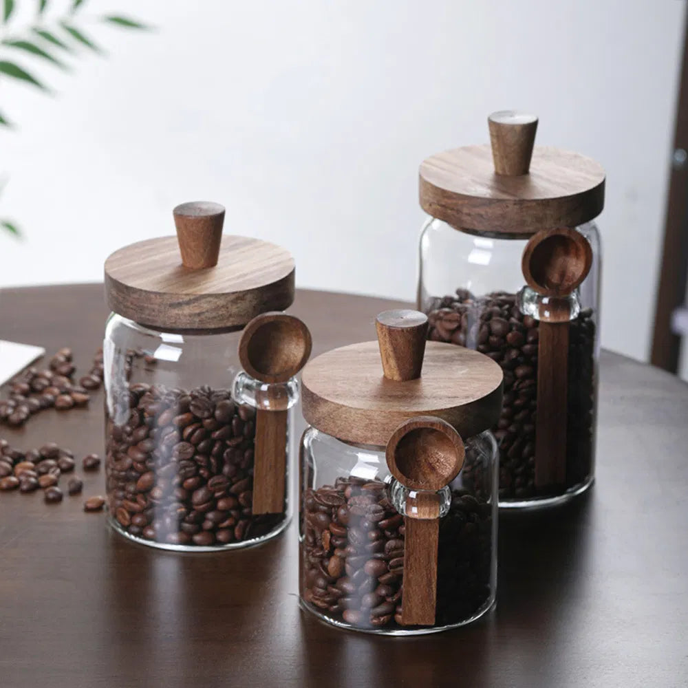 3 Pcs Glass Coffee Jars With Spoons, Candy Jars, Biscuit Jars, Storage - image 3