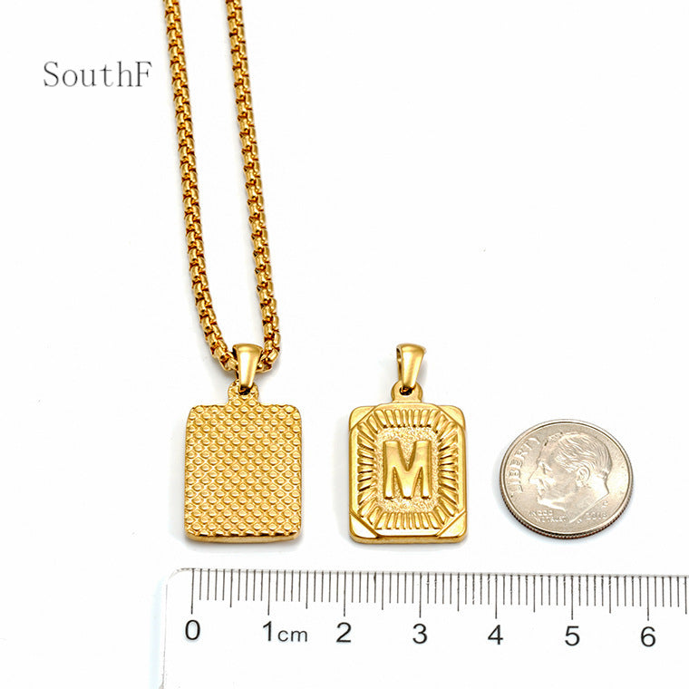 European And American Fashion Men's All-stainless Steel Letter Pendant - image 8