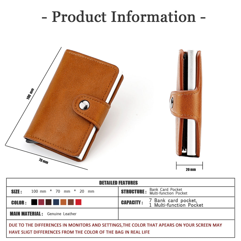 Brown Wallet, Men's Blocking Card Holder Wallet With Hasp Closure - image 7