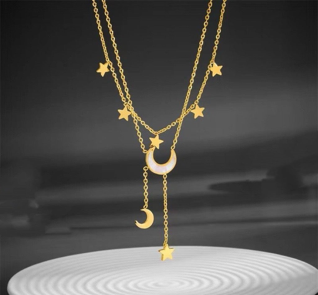Moon & Stars Layered Gold-Tone Necklace - image 1