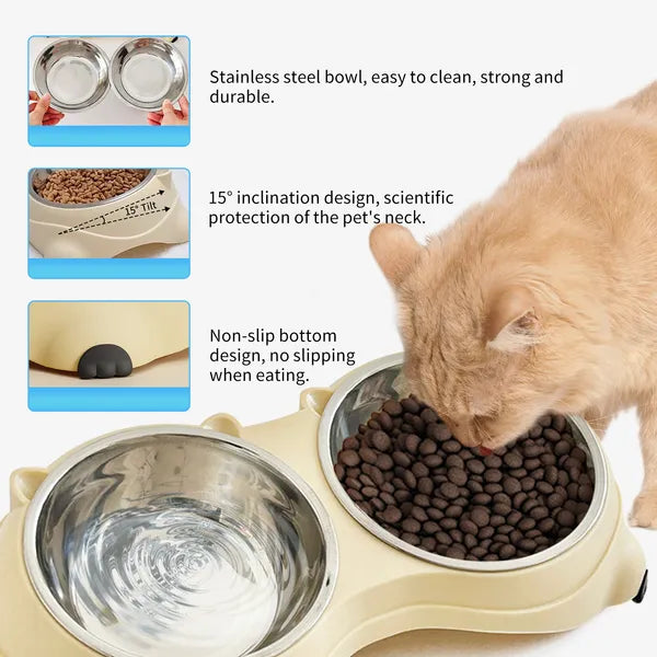 Double Stainless Steel Cat Bowls with Non-Slip Base - image 6