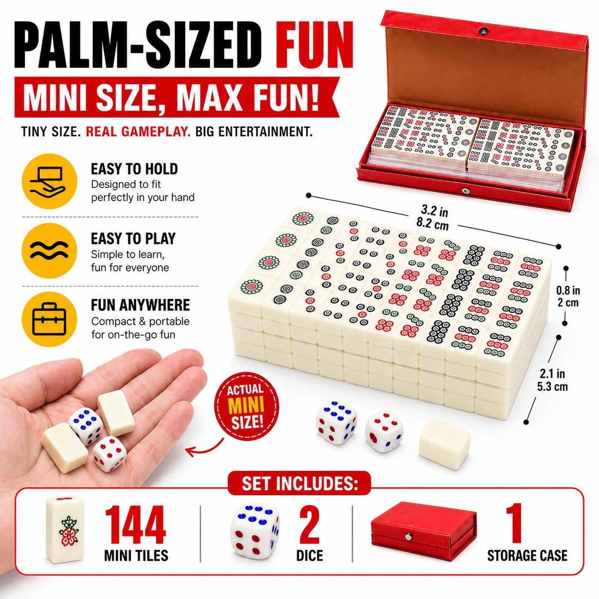 Pocket Mahjong Set, 144 Mini Tiles with Travel Case - image 8
