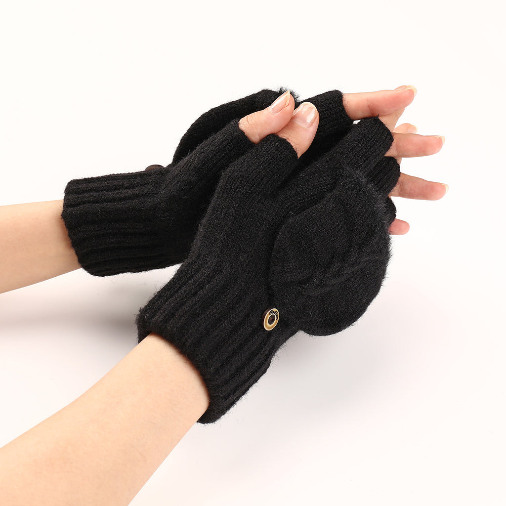 Wool Fingerless Gloves Women's Warm Fashionable Knitted Half Finger Ov - image 3