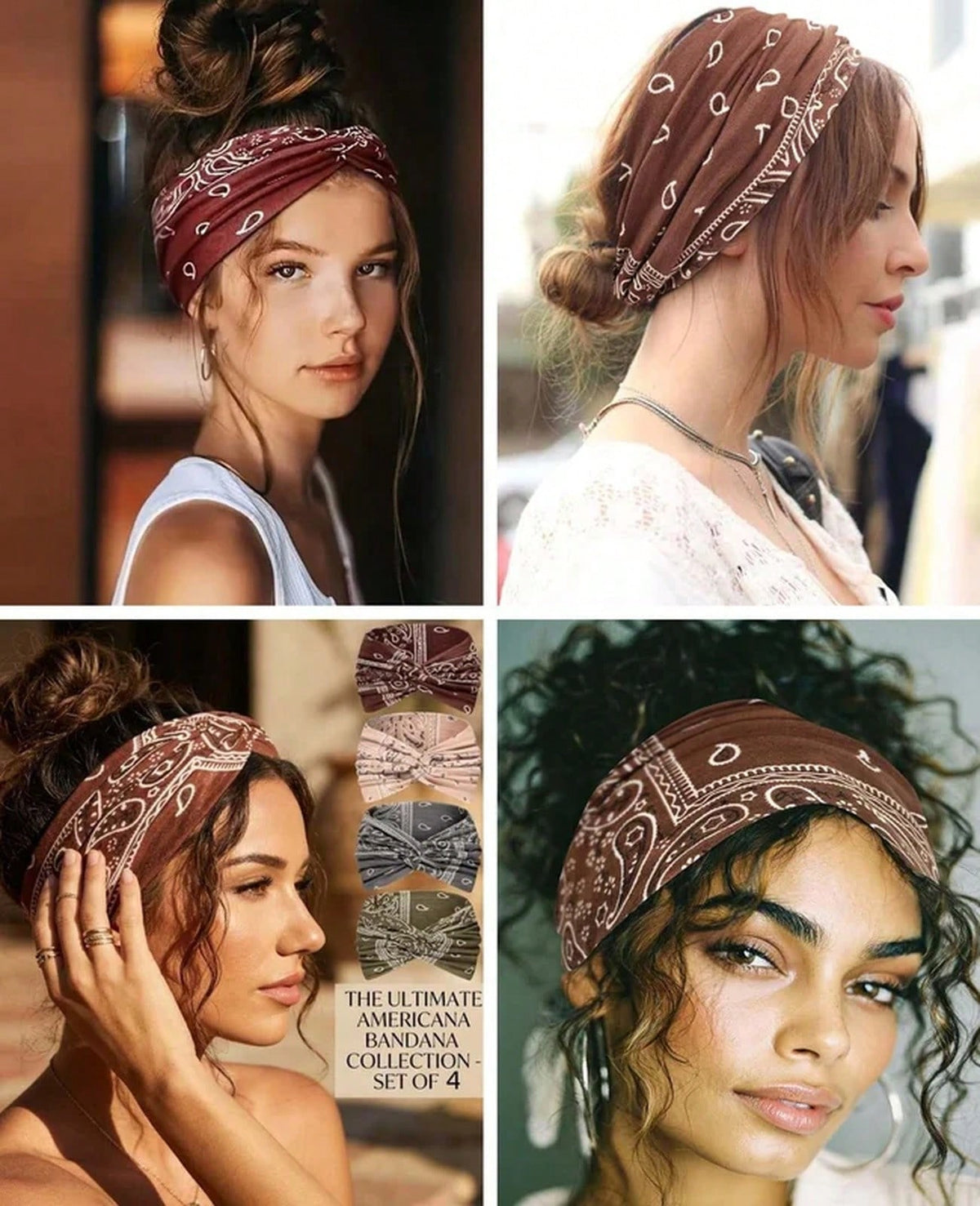 4 Pack Boho Paisley Wide Headbands for Women - image 3