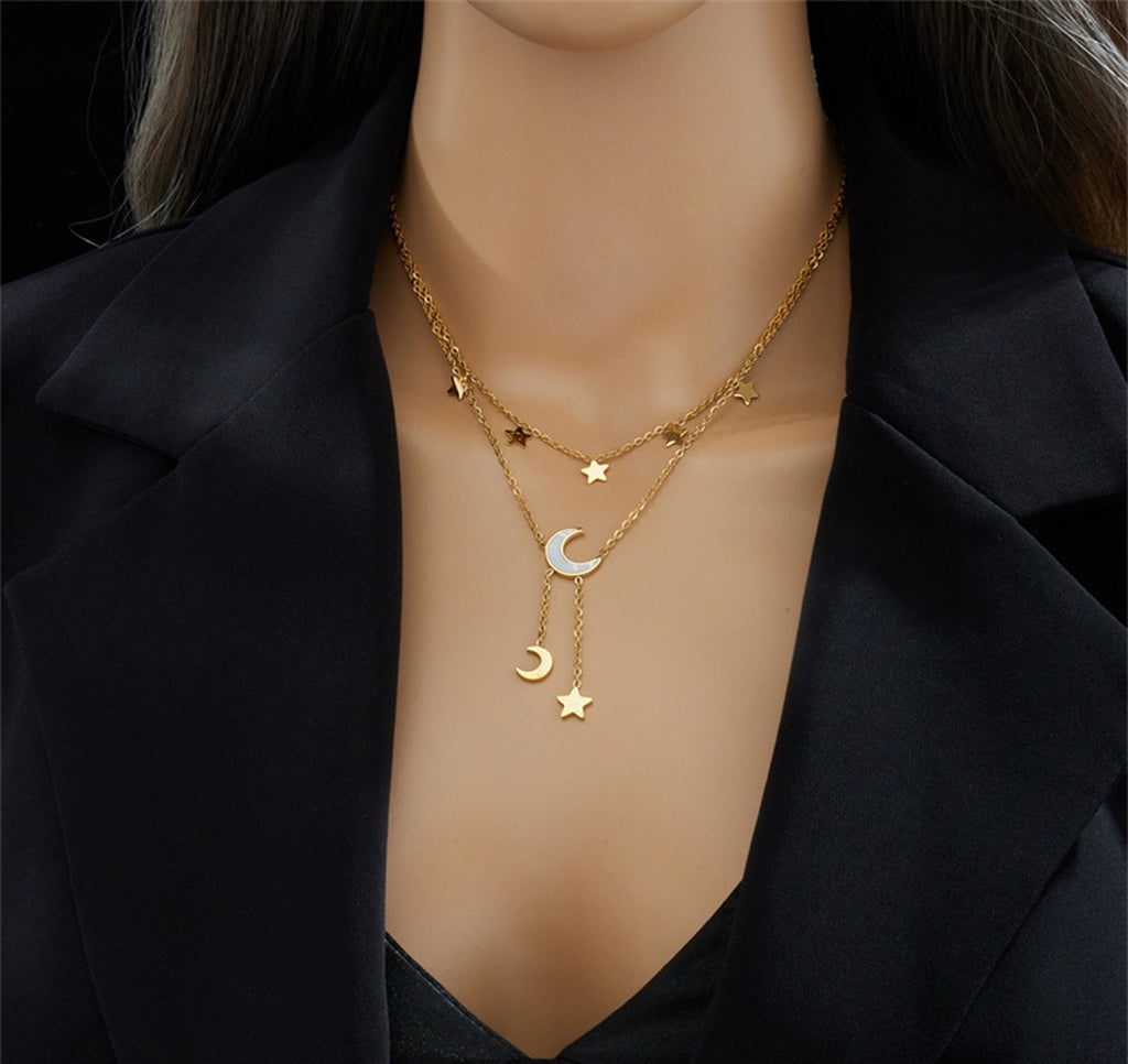 Moon & Stars Layered Gold-Tone Necklace - image 4