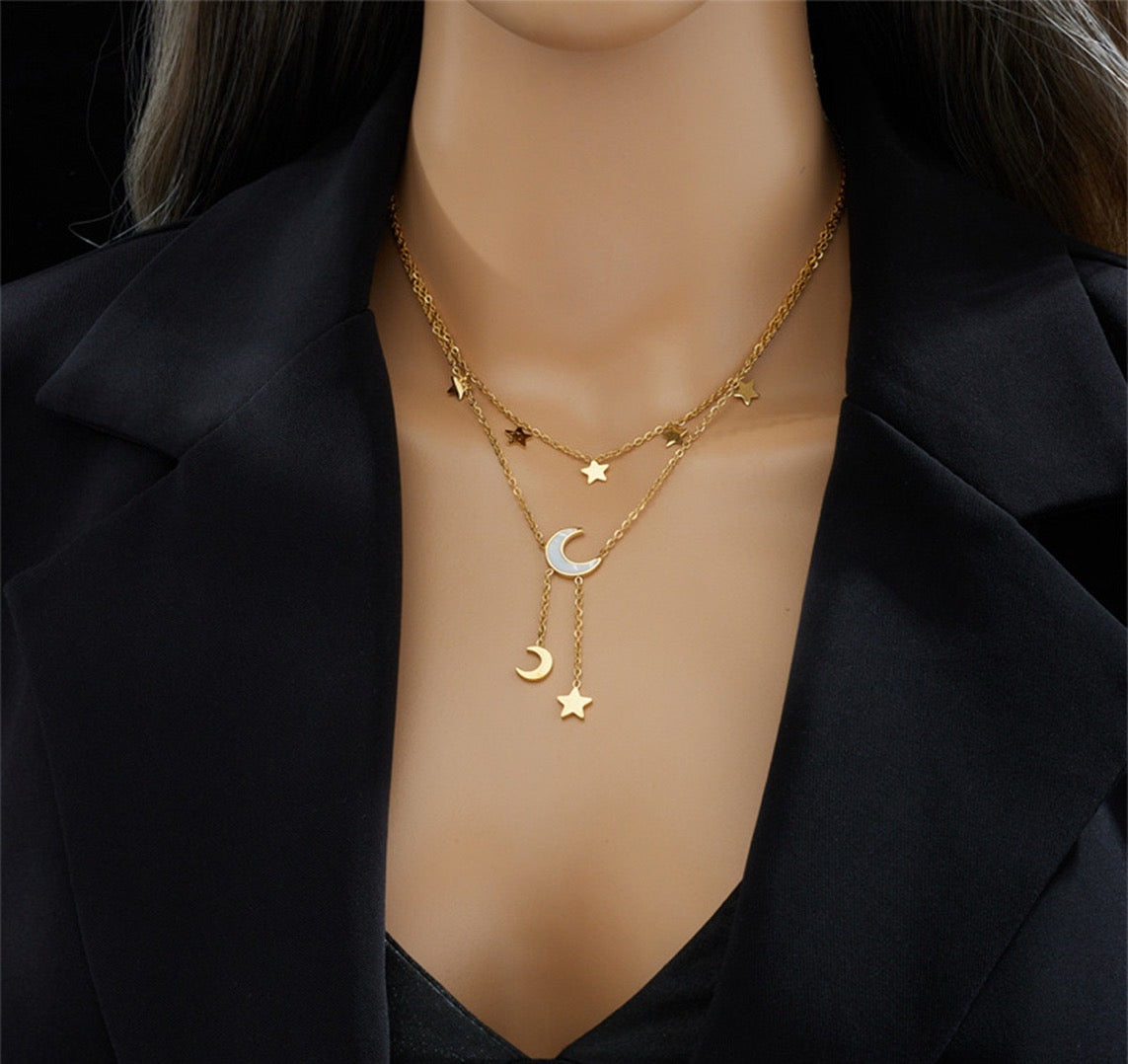Moon & Stars Layered Gold-Tone Necklace - image 4