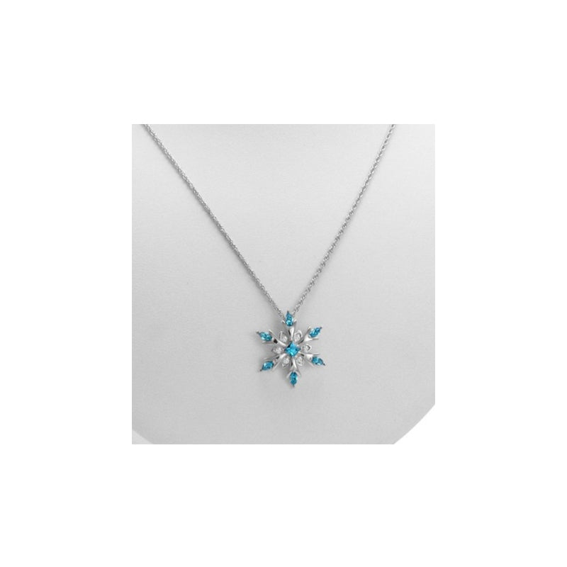 Silver-Tone Snowflake Crystal Pendant Necklace - image 1