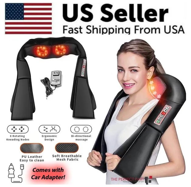 Shiatsu Back Neck And Shoulder Massager With Heat Deep Tissue 3D Knead - image 6