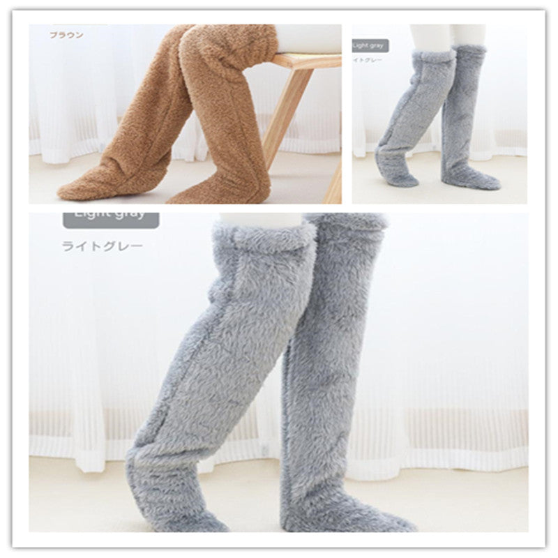 Over Knee High Fuzzy Long Socks Winter Warm Cold Leg Knee Joint Cold-p - image 7