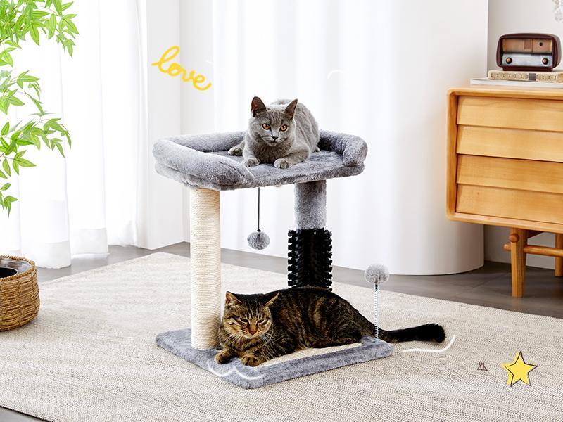 Small 4-in-1 Cat Tree Tower With Self-grooming Brush And Natural Sisal - image 6