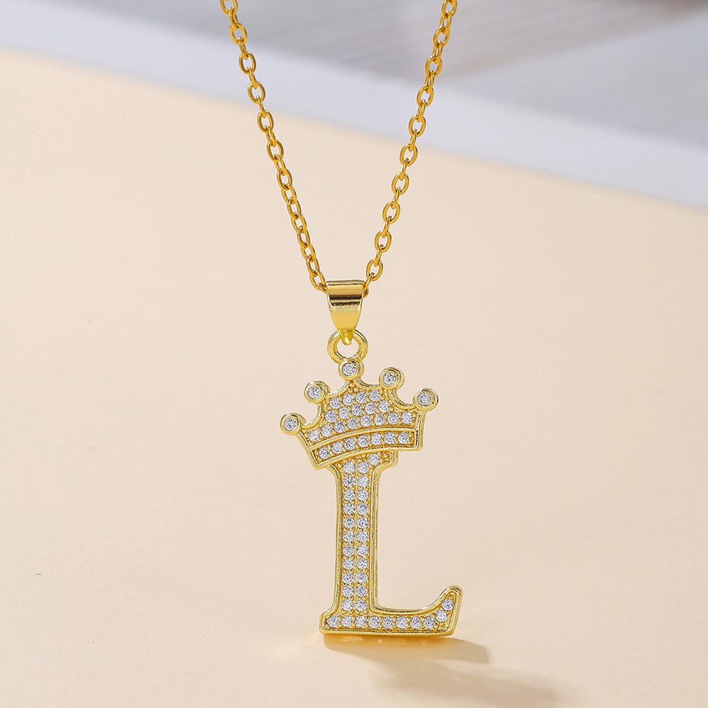 1PCS Fashionable Gold Diamond Crown Uppercase Letter Popular Pendant N - image 3