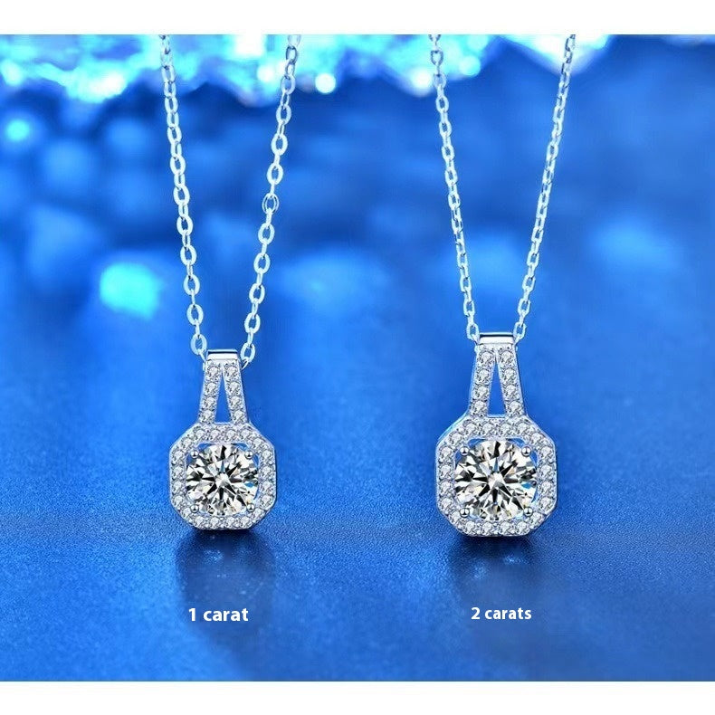 Moissanite S925 Sterling Silver Necklace For Women All-match Niche Hig - image 1