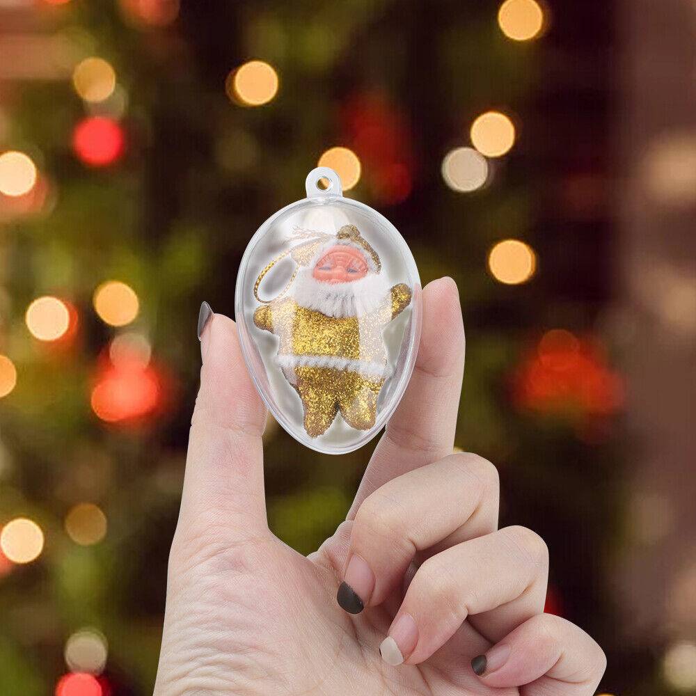 5 PCS Clear Plastic Christmas Balls Baubles Sphere Fillable Xmas Tree  - image 4
