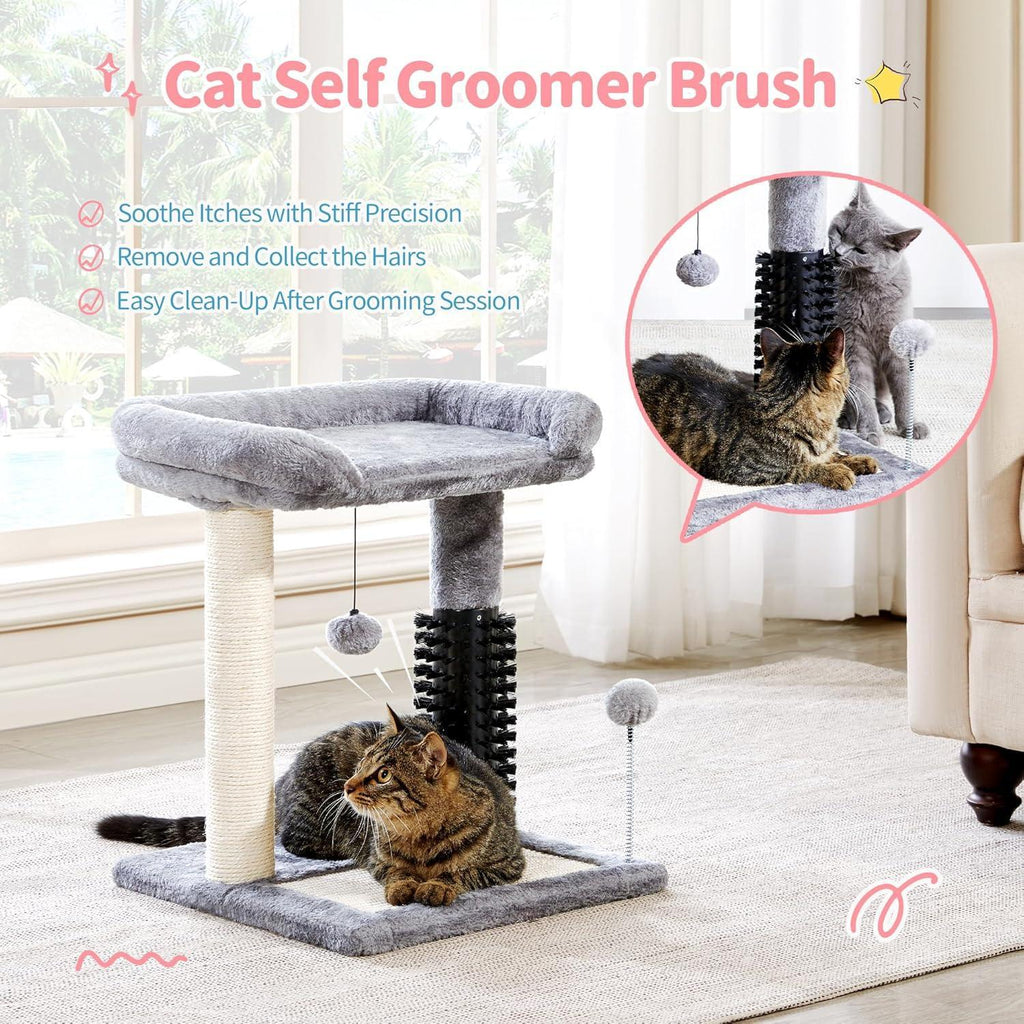 Small 4-in-1 Cat Tree Tower With Self-grooming Brush And Natural Sisal - image 8