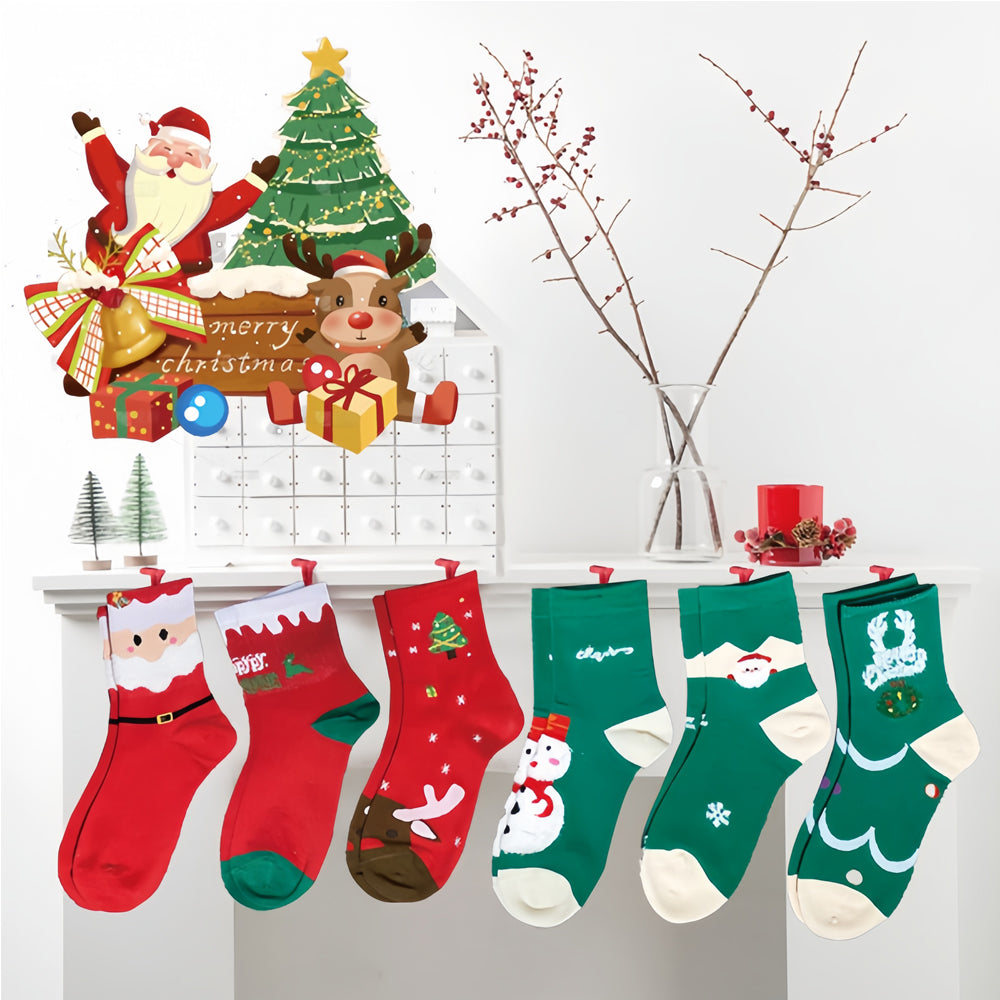 6 Pairs Christmas Socks Gift Box with Greeting Cards - image 6