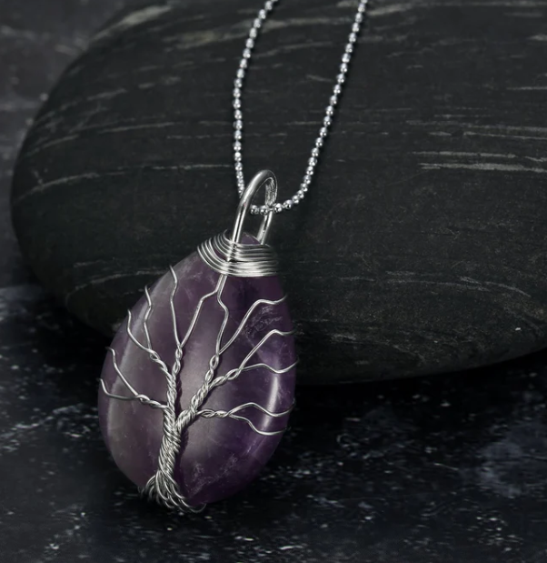 Celtic Tree Of Life Pendant & Chain On Teardrop Semi-Precious Stone - image 5