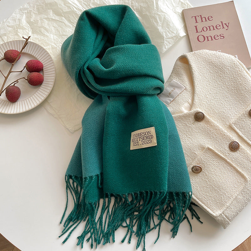 Double-sided Artificial Cashmere Scarf Women's Winter Warm Couple - image 10