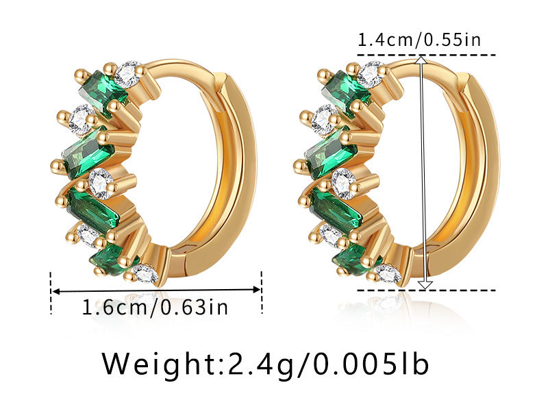 Leaf Inlaid Zircon Emerald Temperament Ear Clip Special-interest Desig - image 8