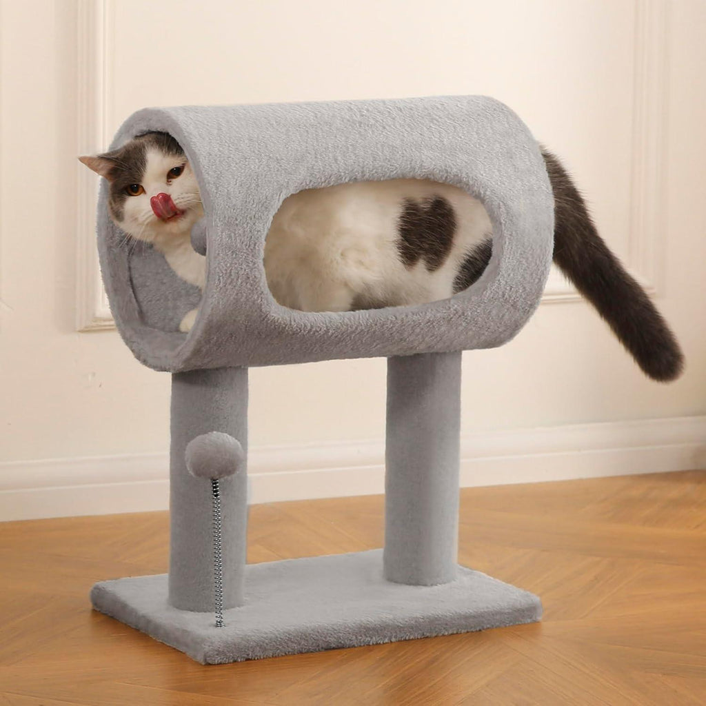 Gray Indoor Cat Tree With Hanging Ball 20.5Cat Tree With Tunnel Bed An - image 5