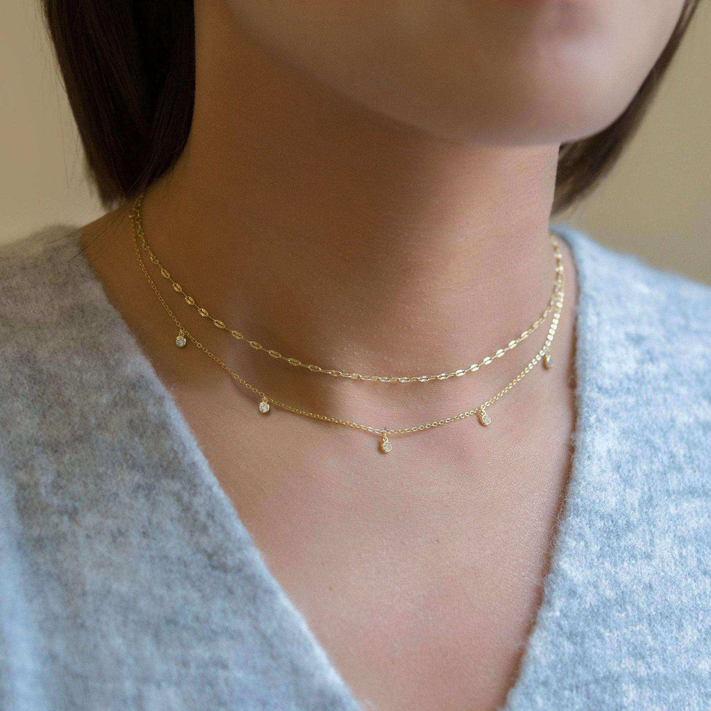 Dainty Sideways Waterdrop Pendant Necklace - image 1