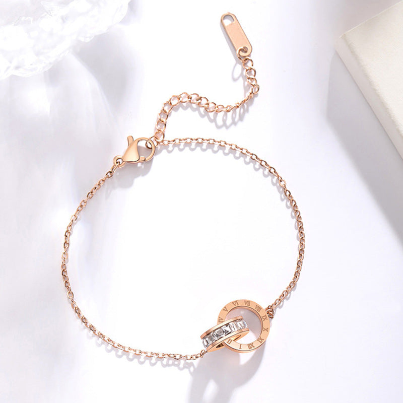 Diamond inlaid zircon titanium steel bracelet - image 5