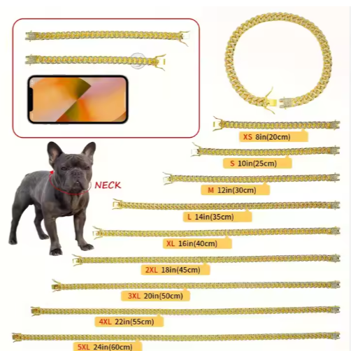 Sparkling Alloy Dog Chain Collar - image 2