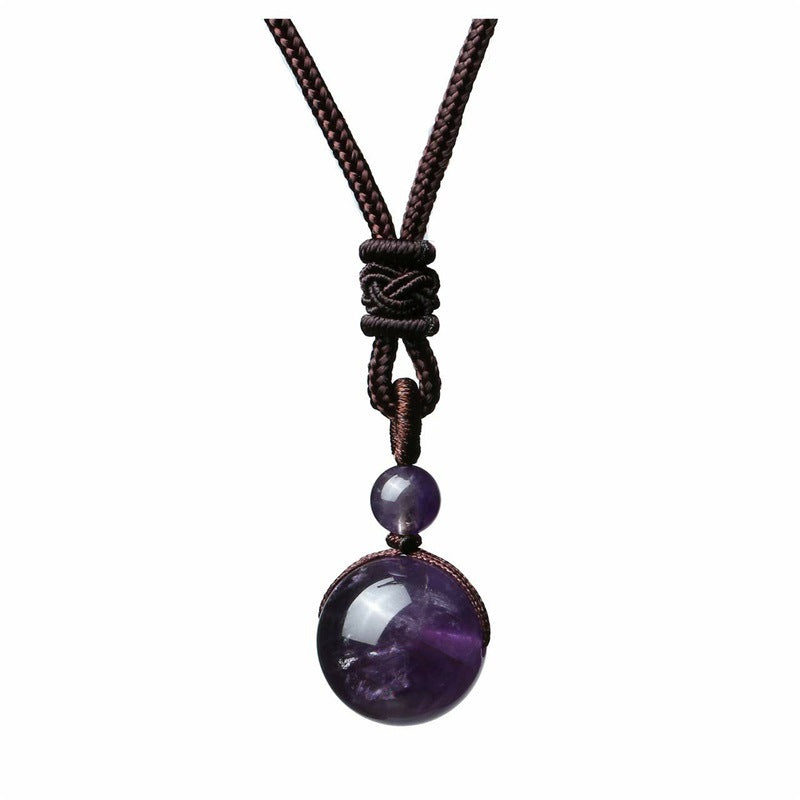 Fashion 16mm Natural Obsidian Pendant Amethyst Necklace For Men And Wo - image 7