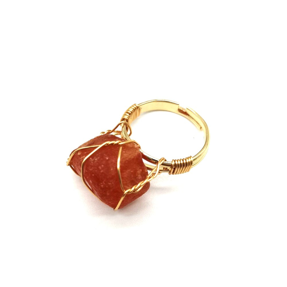 Personality Hand Wrapped Rough Stone Agate Ring - image 3