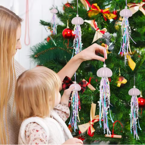 4 PCS Sea Urchin Hanging Ornaments For Christmas Tree Coastal Natural  - image 6