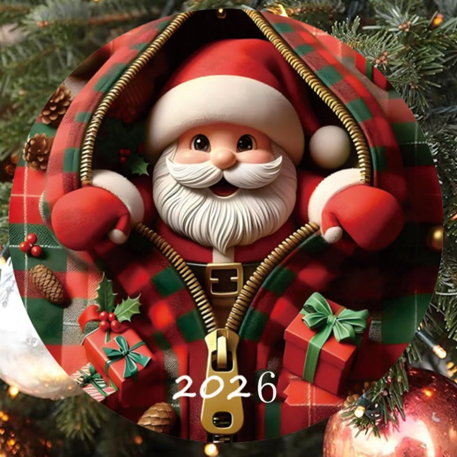 Stained-Glass Style Santa Acrylic Christmas Ornament - image 1