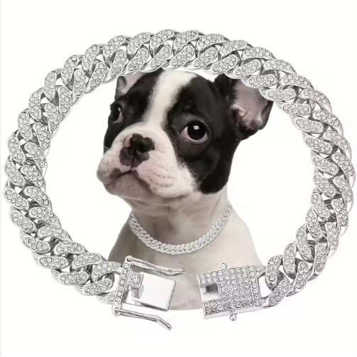 Sparkling Alloy Dog Chain Collar - image 3