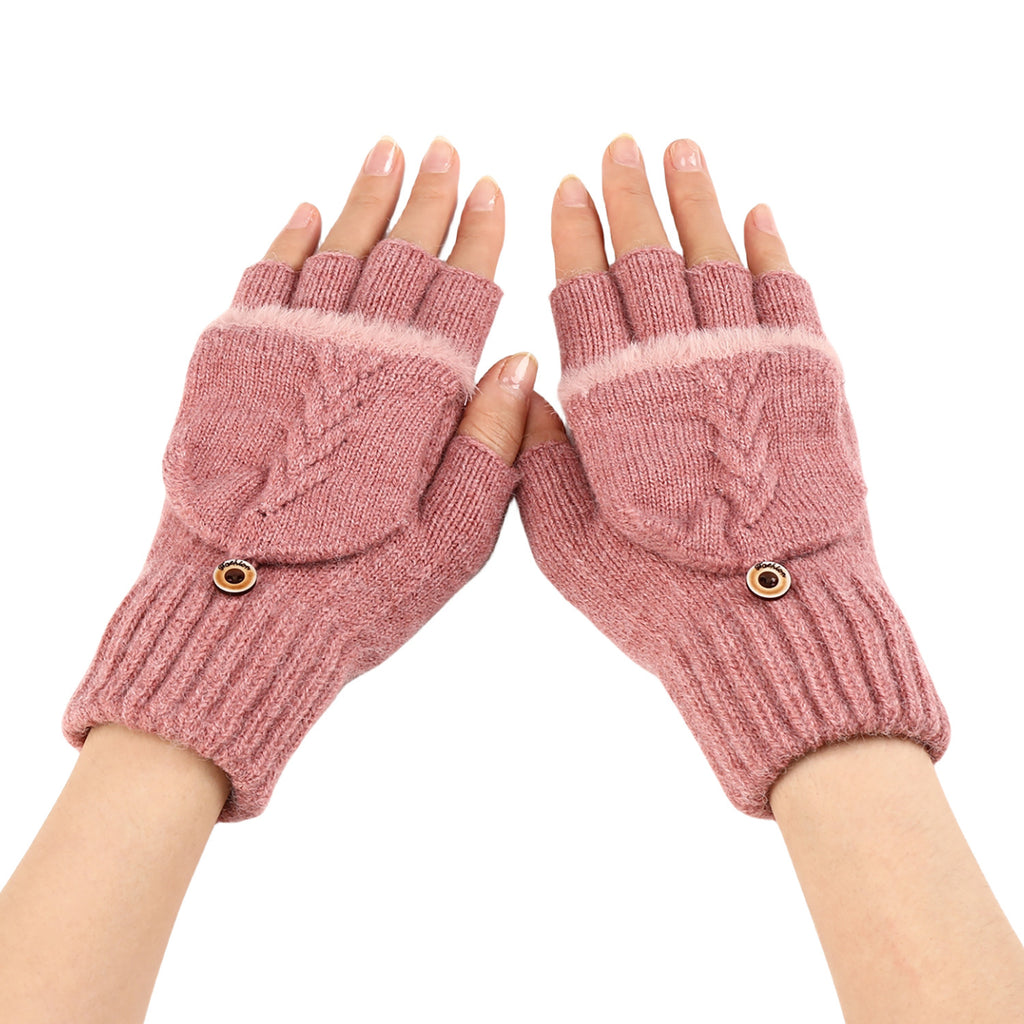 Wool Fingerless Gloves Women's Warm Fashionable Knitted Half Finger Ov - image 6