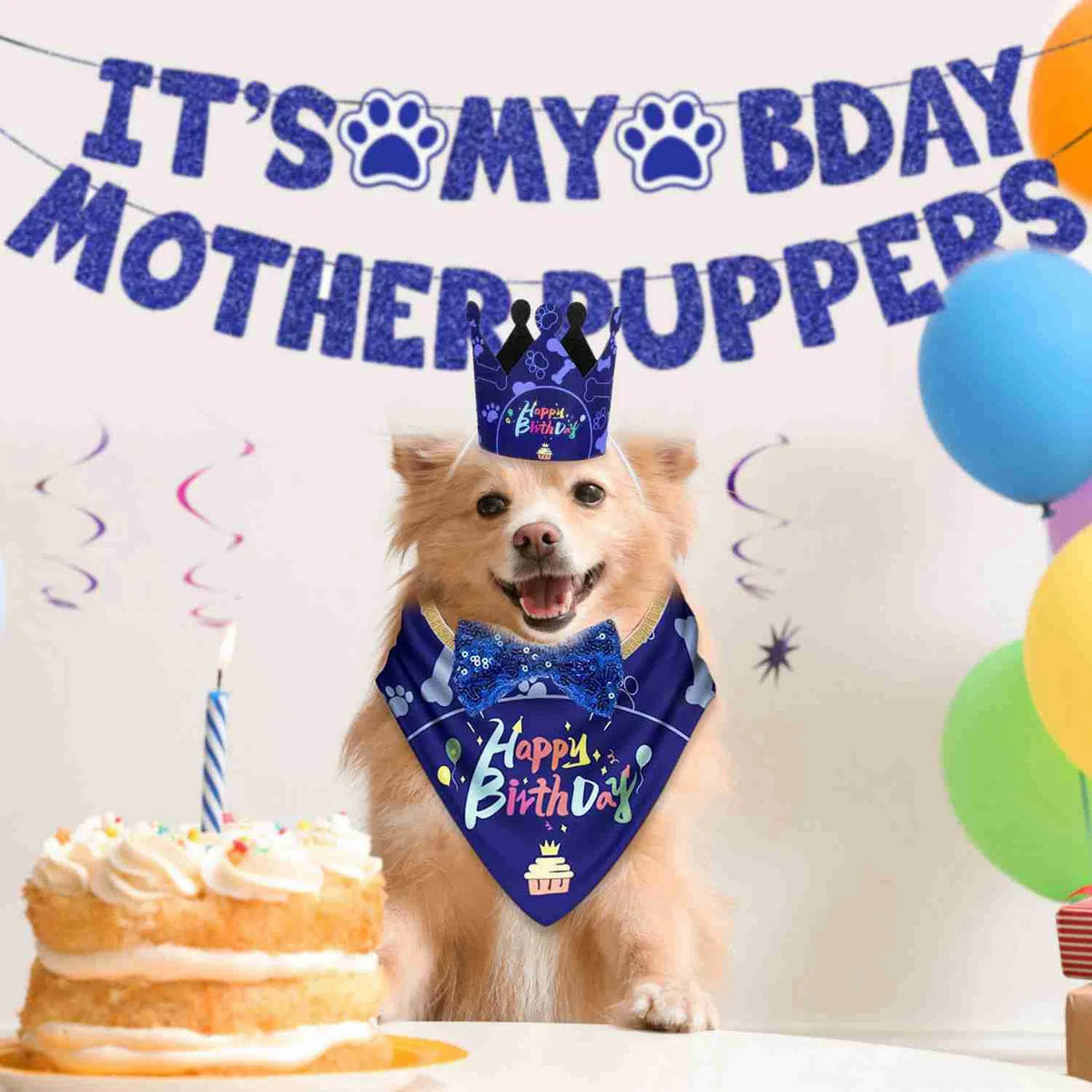 Dog Birthday Bandana & Bow Tie Party Set - image 1