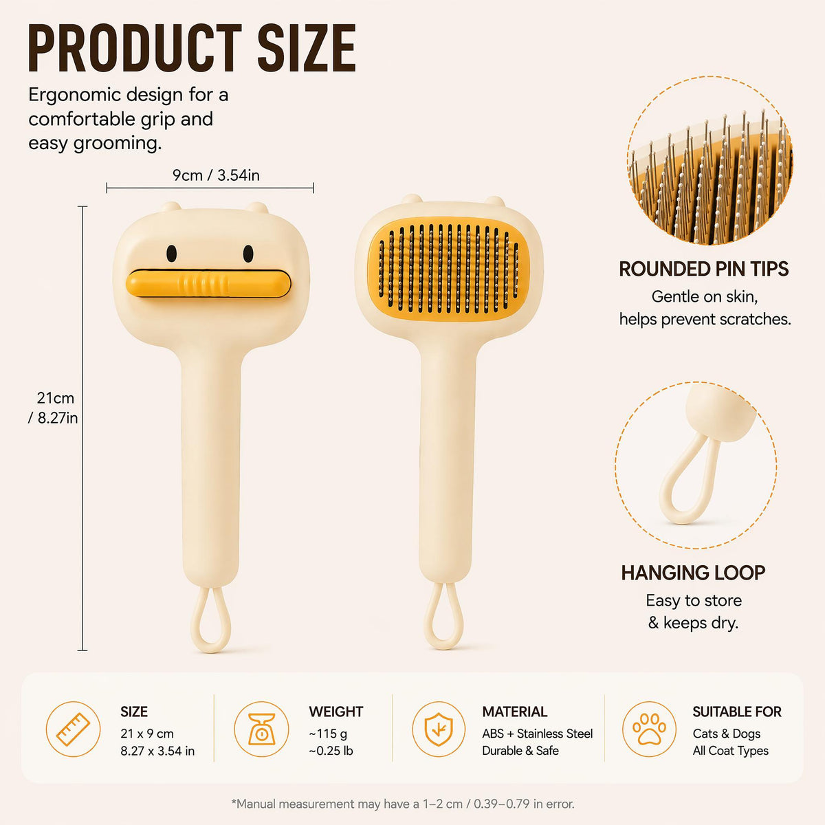 Cute Bear Self-Cleaning Pet Brush - image 3
