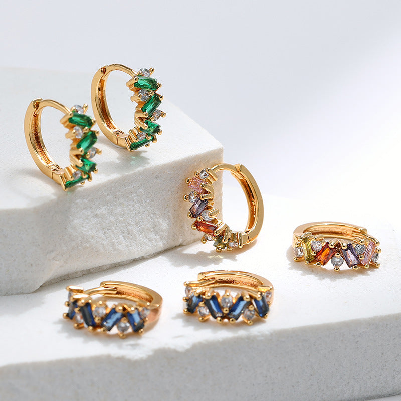 Leaf Inlaid Zircon Emerald Temperament Ear Clip Special-interest Desig - image 2