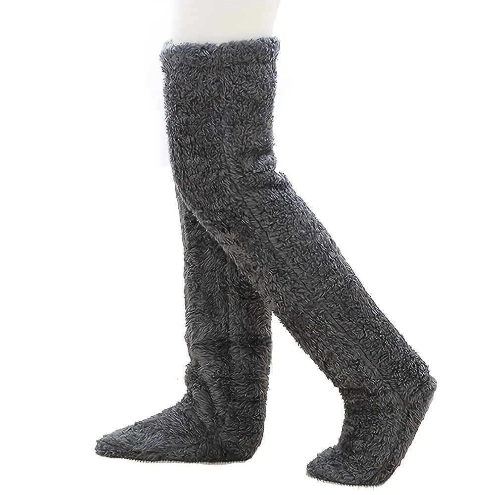 Over Knee High Fuzzy Long Socks Winter Warm Cold Leg Knee Joint Cold-p - image 4