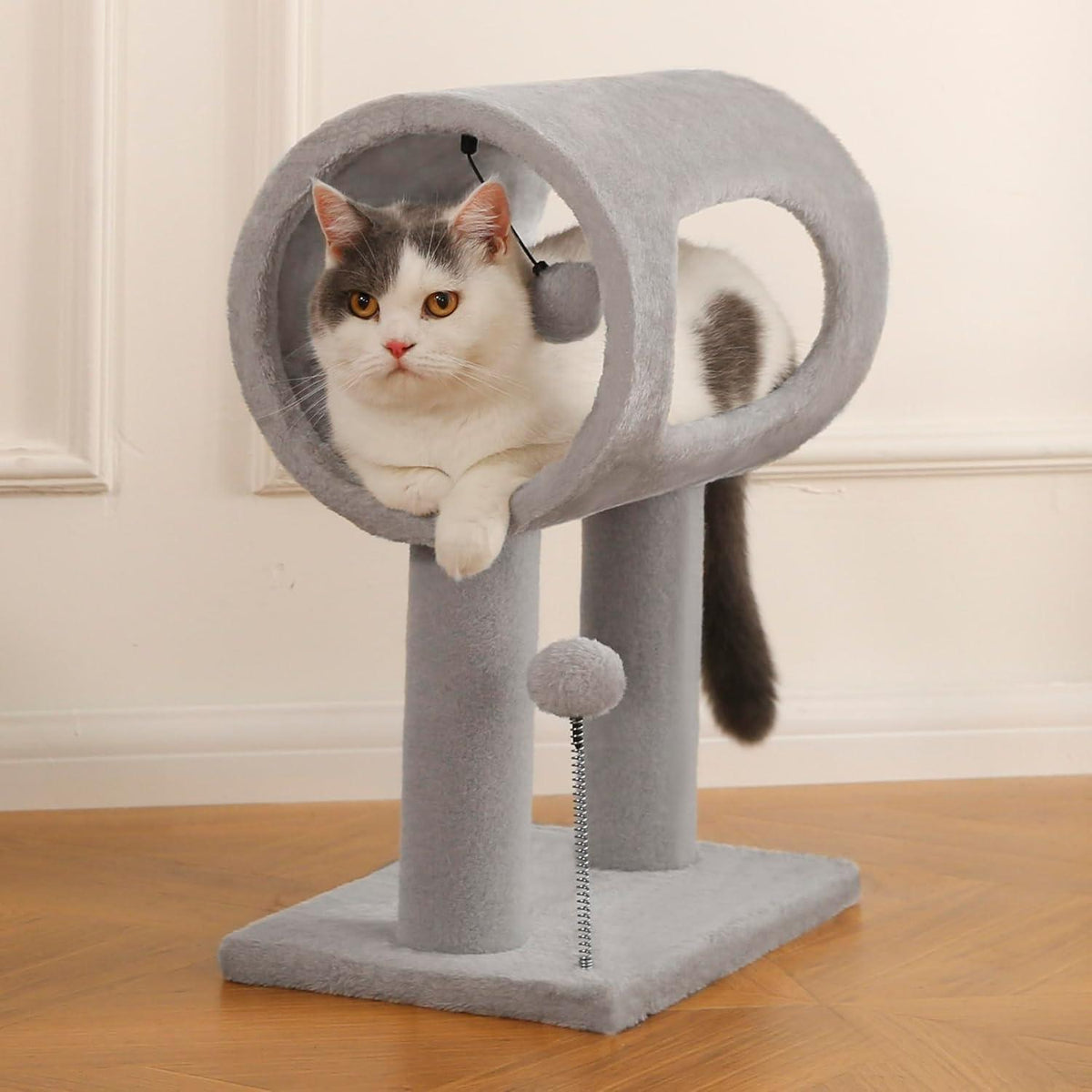 Gray Indoor Cat Tree With Hanging Ball 20.5Cat Tree With Tunnel Bed An - image 3