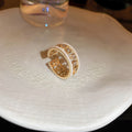 Pearl Hollowed-out Square Open-end Zircon Ring European And American F - image 4
