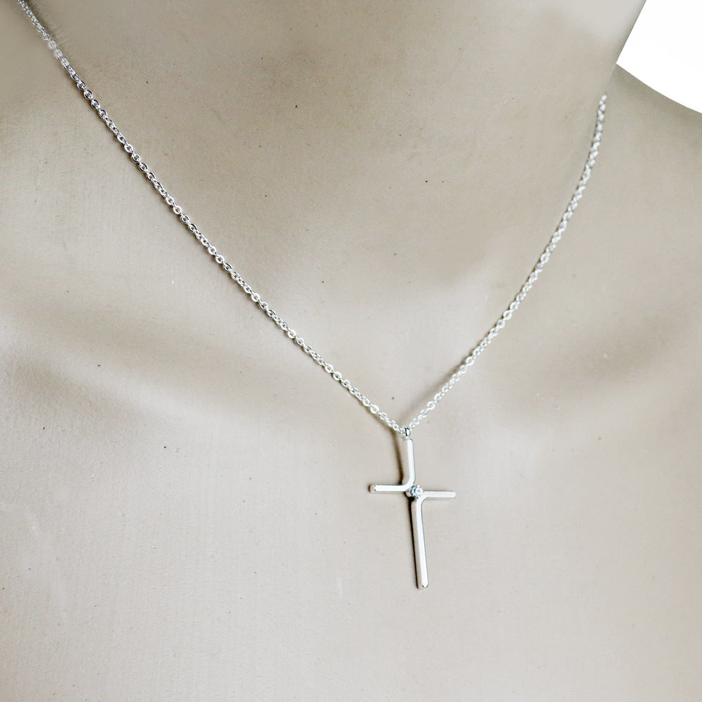 Cross Pendant New Simple Necklace Titanium Steel Plating - image 5