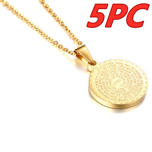 Stainless Steel Rhinestone Prayer English Scripture Pendant - image 5