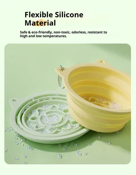 3-in-1 Pet Travel Collapsible Bowl Foldable Slow-Feeder With Strong Su - image 5