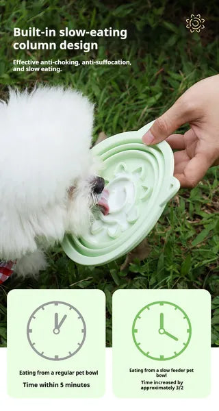3-in-1 Pet Travel Collapsible Bowl Foldable Slow-Feeder With Strong Su - image 3