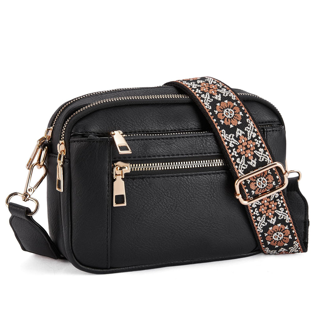 Triple-zipper Shoulder Bag With Floral Embroidered Straps Fashion Colo - image 6