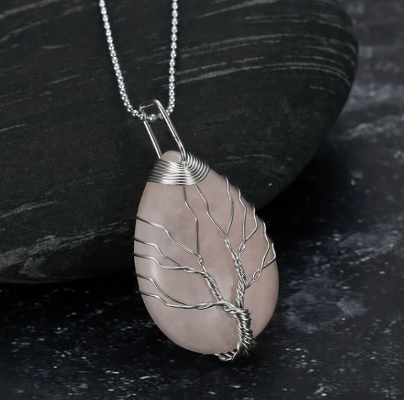 Celtic Tree Of Life Pendant & Chain On Teardrop Semi-Precious Stone - image 4