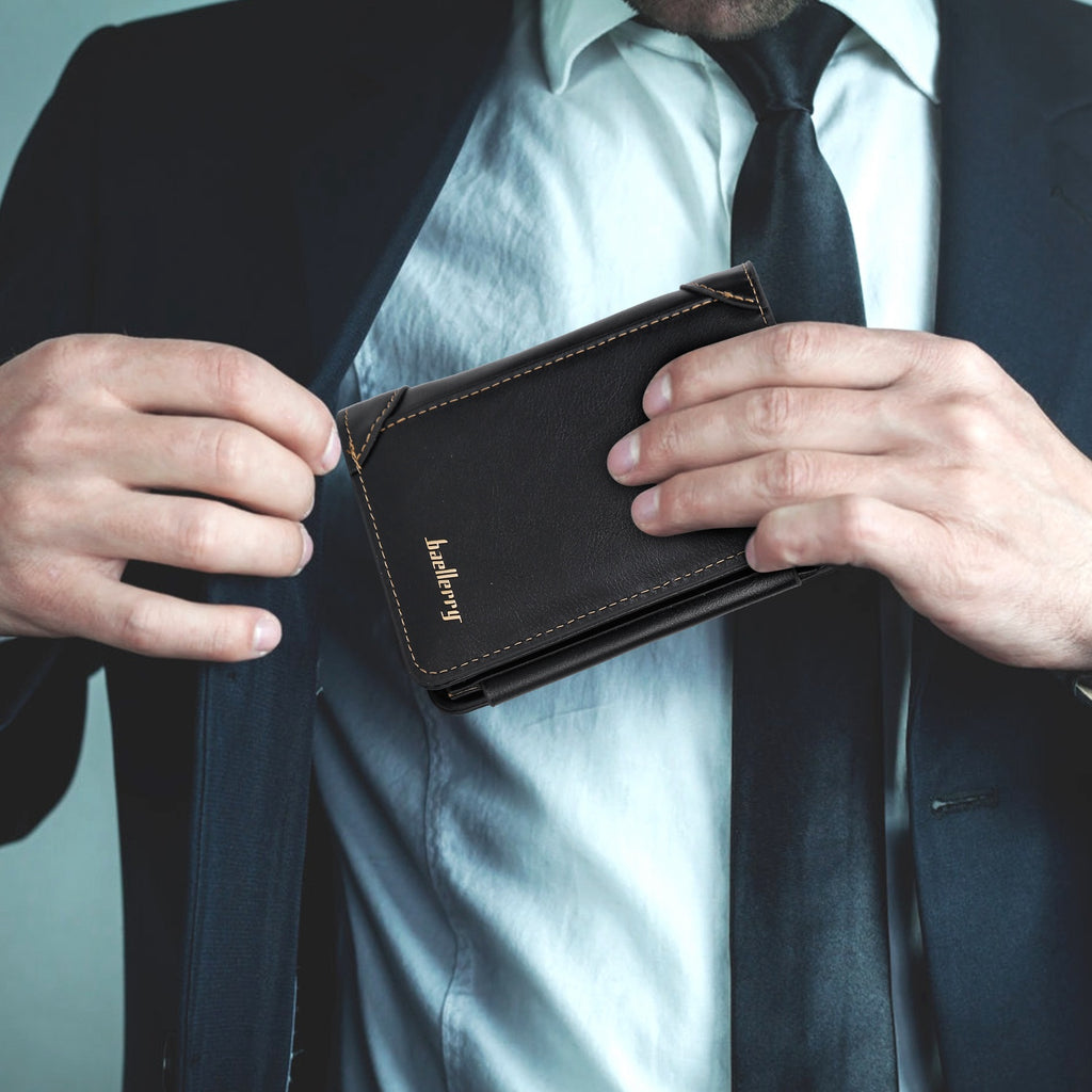 Men's Trifold Leather Wallet with Zip Pocket & ID Window - image 1
