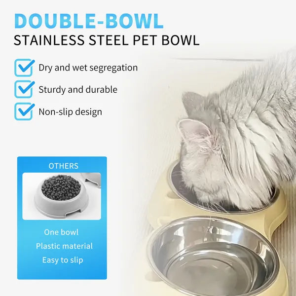 Double Stainless Steel Cat Bowls with Non-Slip Base - image 5