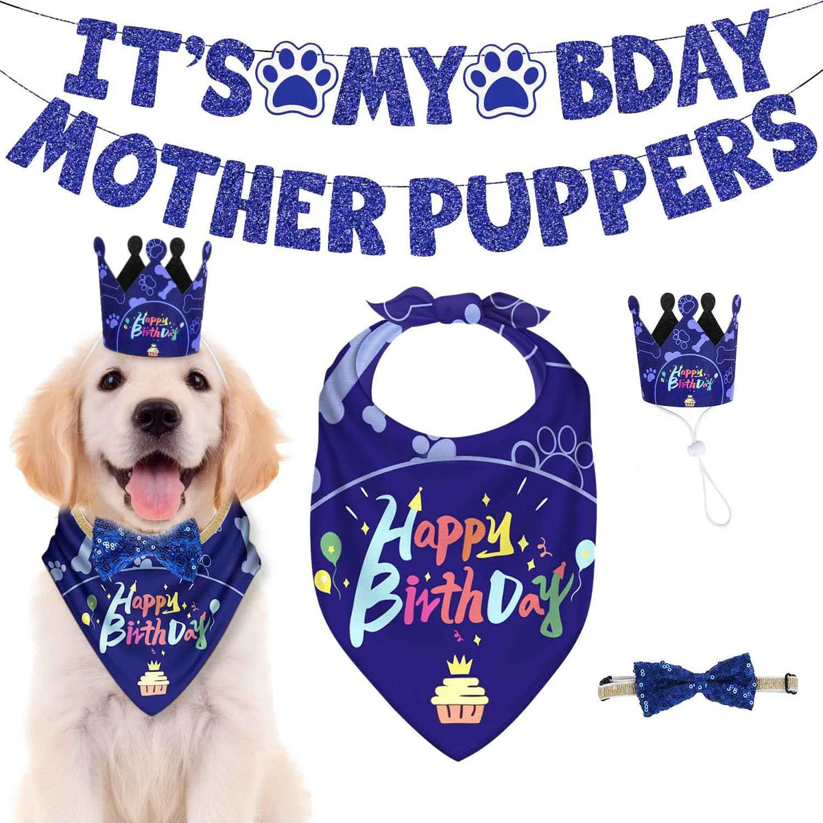 Dog Birthday Bandana & Bow Tie Party Set - image 7